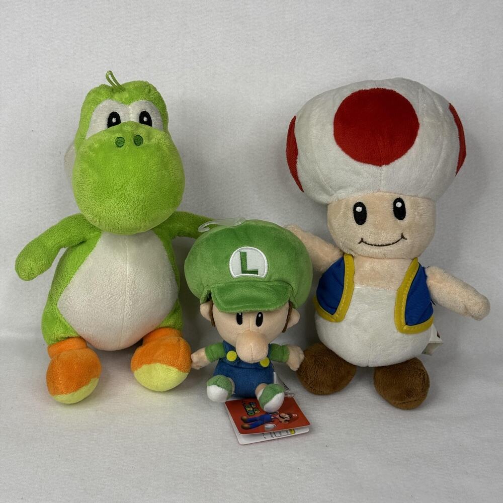 Super Mario Bros Yoshi Baby Luigi Toad Plush Stuffed Animal Lot Small Toy Gift